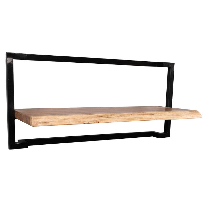 babyonlineshop HomeTrends4You - Angola 6 Regal; Akazie Massivholz 4cm / Rahmen: Metall schwarz lackiert