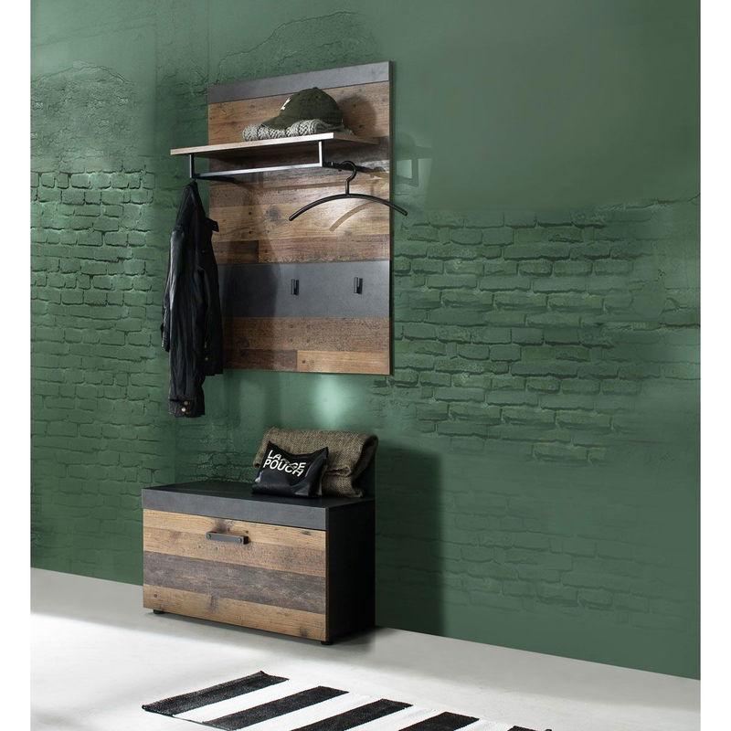 babyonlineshop trendteam Indy Garderoben-Set 2-teilig Old Wood / Graphit Grau 50% Rabatt mit kostenlosem Versand