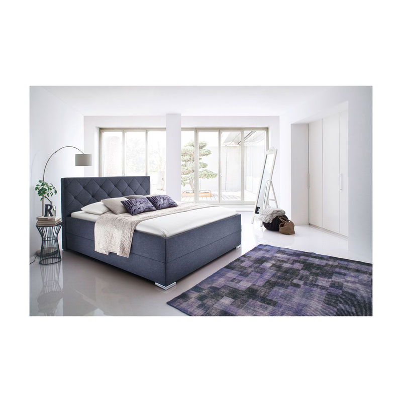 babyonlineshop Meise Möbel Chicago Polsterbett anthrazit 180 x 200 cm mit Chromfüßen