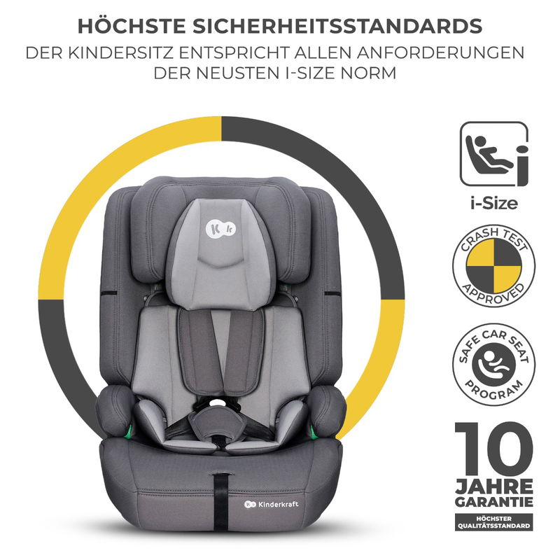 babyonlineshop Kinderkraft SAFETY-FIX 2 i-Size Kindersitz grey 76-150 cm Fabrik Onlineshop