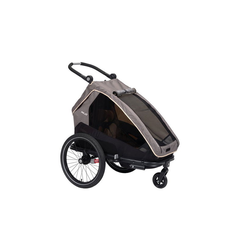 babyonlineshop XLC Kinderanhänger MONO S grau/beige/anthrazit inkl. Buggyrad & Rücklicht