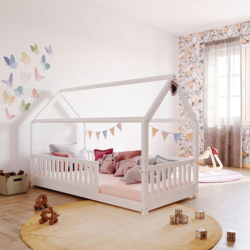 babyonlineshop Nature Kid Lilly Hausbett Kiefer weiß lackiert Liegefläche 90 x 200 cm