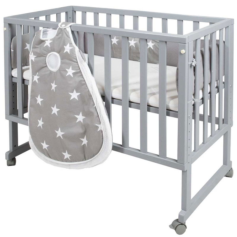 babyonlineshop Roba Stubenbett 3 in 1 Little Stars safe asleep inkl. Matratze Nestchen & Schlafsack