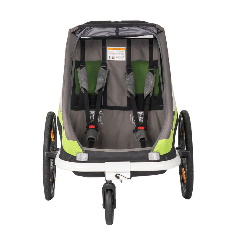 babyonlineshop Hamax Traveller Fahrradanhänger Grün/Grau inkl. Deichsel & Buggyrad Kauf eins, bekomm eins gratis