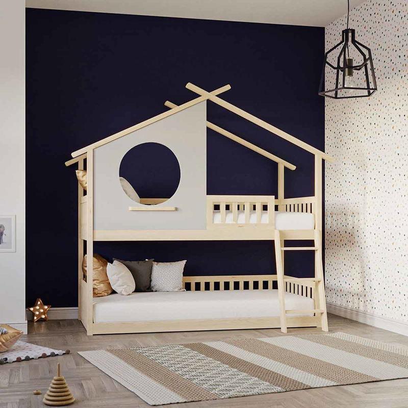 babyonlineshop Nature Kid Clara Etagenbett Kiefer grau/natur Liegefläche 90 x 200 cm