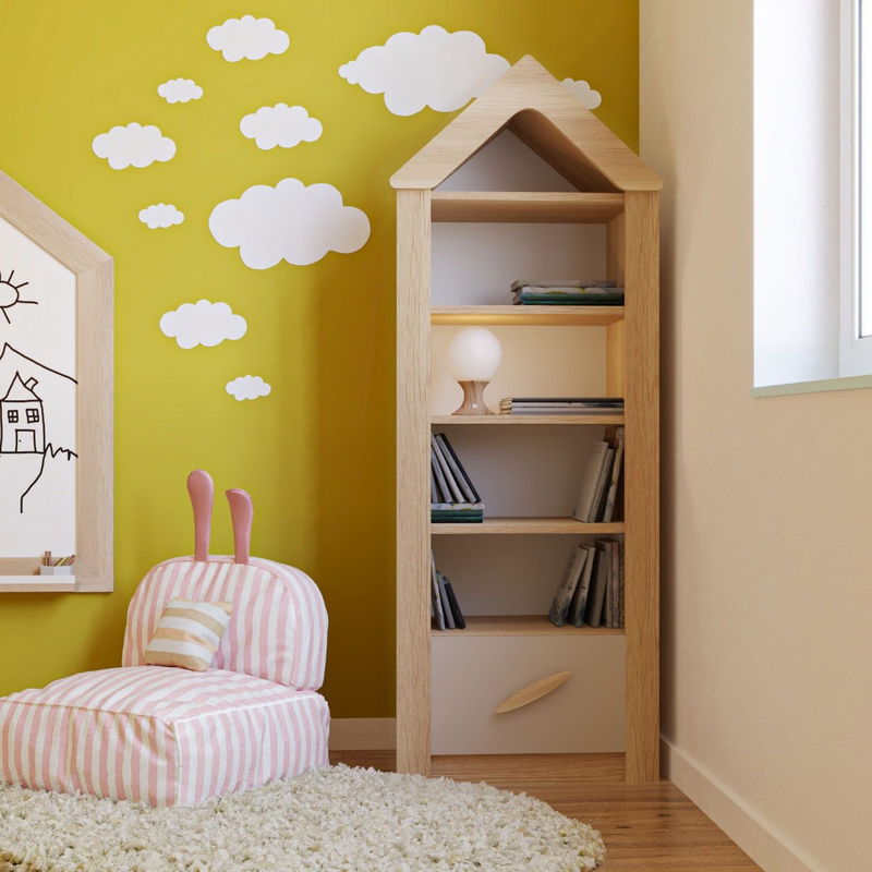 babyonlineshop Nature Kid My House Bücherregal Natur/Grau Bis zu 60% Rabatt