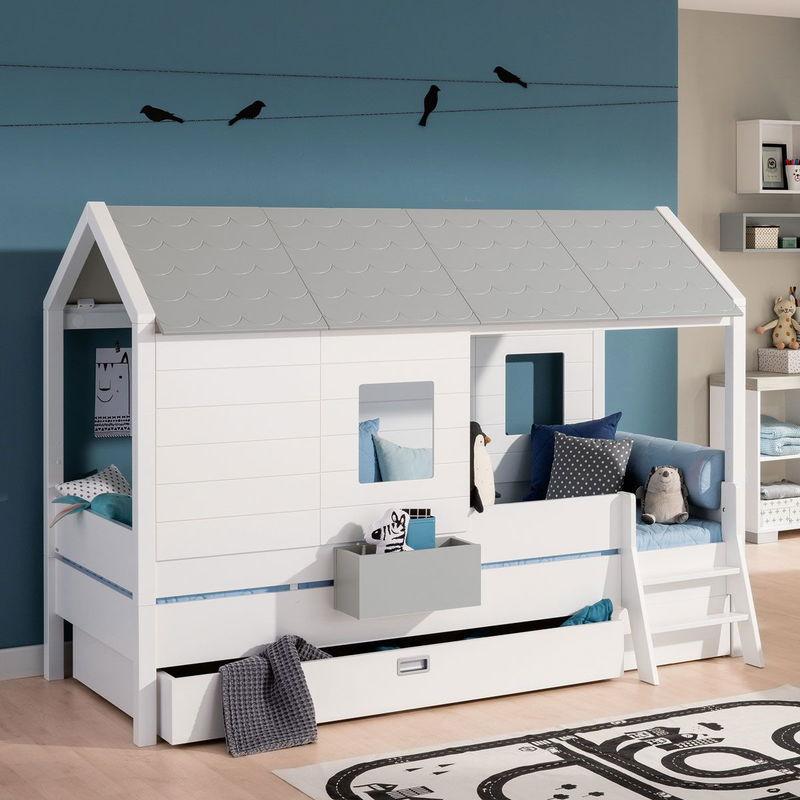 babyonlineshop Paidi Tiny House Liege kreideweiß 90x200 cm